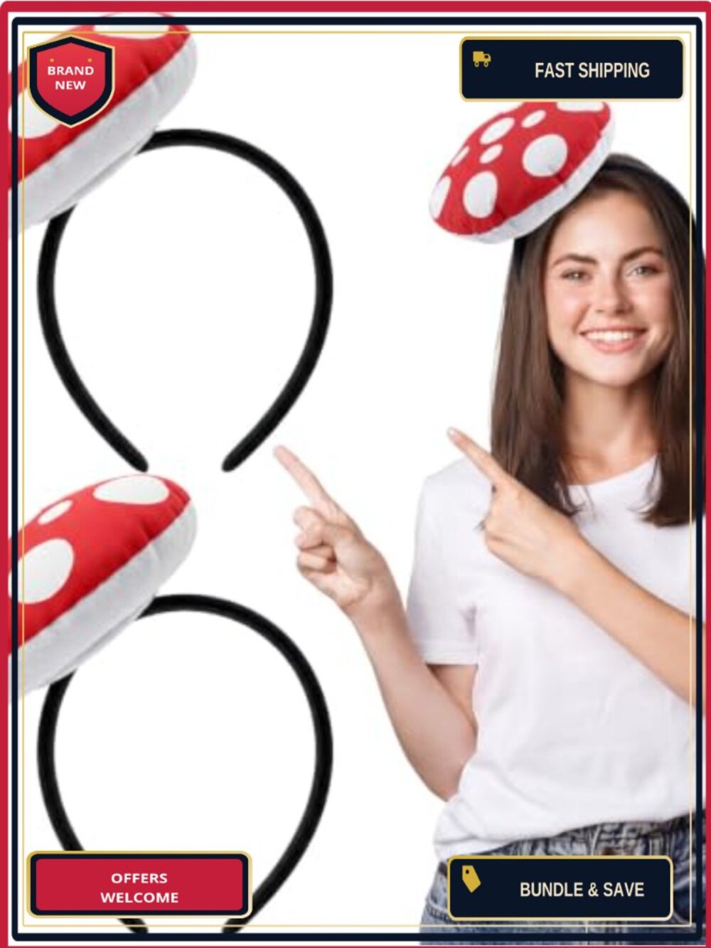 Mushroom Headband Set 2 Pack Costume Party Cosplay Hair Accessory